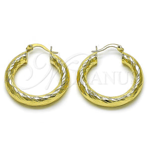 Argolla Mediana 02.170.0311.30 Oro Laminado, Diseño de Hueco, Diamantado, Tono Dorado