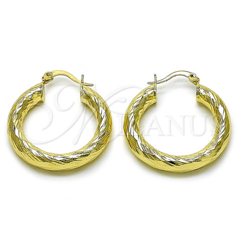 Argolla Mediana 02.170.0311.30 Oro Laminado, Diseño de Hueco, Diamantado, Tono Dorado