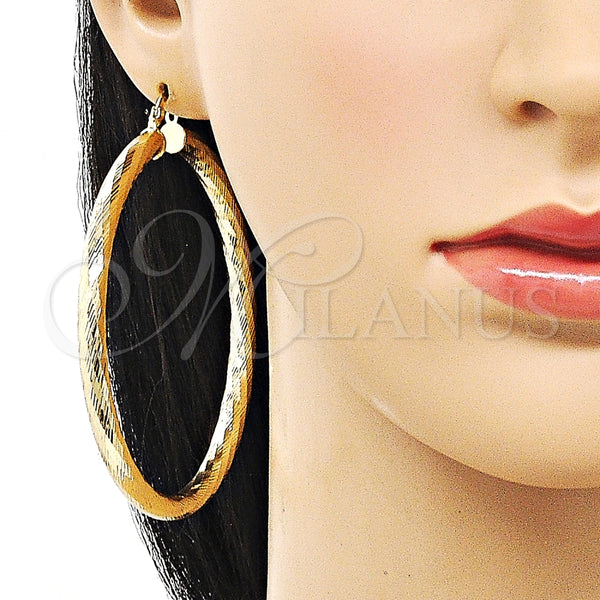 Argolla Extra Grande 02.170.0311.70 Oro Laminado, Diseño de Hueco, Diamantado, Tono Dorado