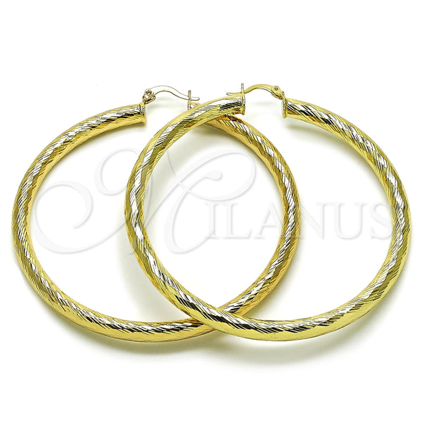 Argolla Extra Grande 02.170.0311.70 Oro Laminado, Diseño de Hueco, Diamantado, Tono Dorado