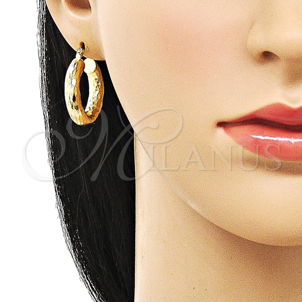 Argolla Mediana 02.213.0762.25 Oro Laminado, Diseño de Hueco, Diamantado, Tono Dorado
