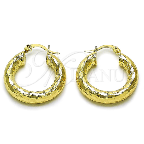Argolla Mediana 02.213.0762.25 Oro Laminado, Diseño de Hueco, Diamantado, Tono Dorado