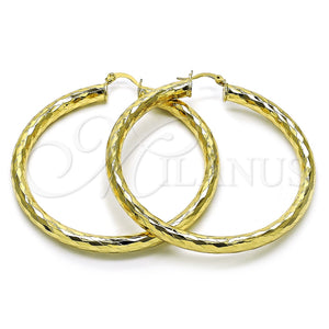 Argolla Grande 02.213.0762.60 Oro Laminado, Diseño de Hueco, Diamantado, Tono Dorado