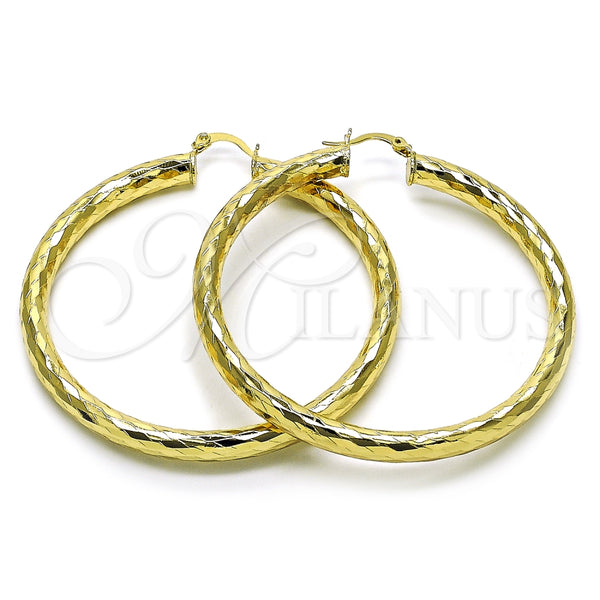 Argolla Grande 02.213.0762.60 Oro Laminado, Diseño de Hueco, Diamantado, Tono Dorado