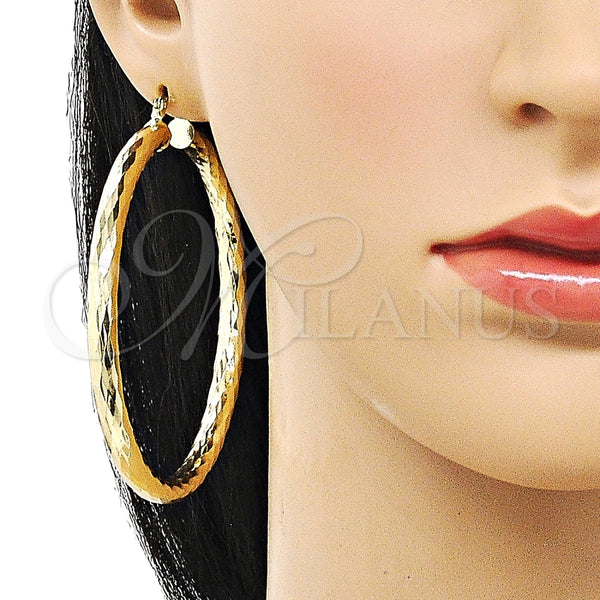 Argolla Extra Grande 02.213.0762.70 Oro Laminado, Diseño de Hueco, Diamantado, Tono Dorado