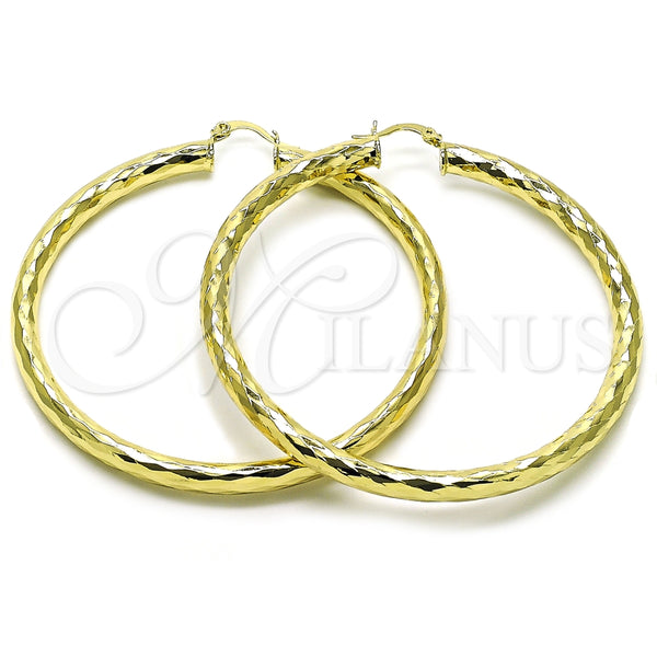 Argolla Extra Grande 02.213.0762.70 Oro Laminado, Diseño de Hueco, Diamantado, Tono Dorado