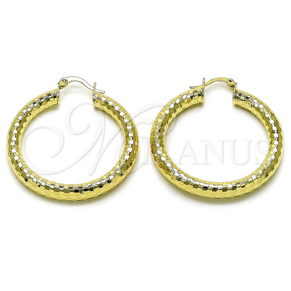 Argolla Mediana 02.213.0309.40 Oro Laminado, Diseño de Hueco, Diamantado, Tono Dorado