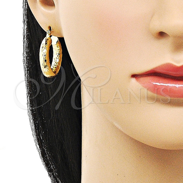 Argolla Mediana 02.213.0309.25 Oro Laminado, Diseño de Hueco, Diamantado, Tono Dorado