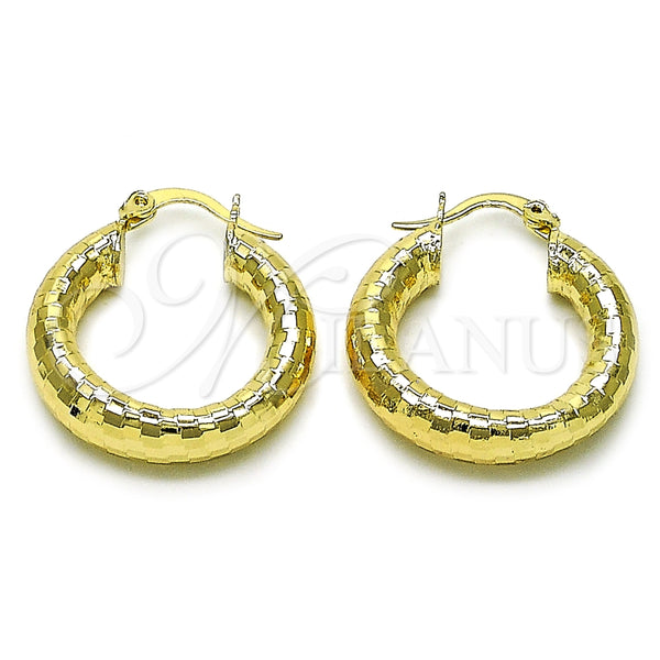Argolla Mediana 02.213.0309.25 Oro Laminado, Diseño de Hueco, Diamantado, Tono Dorado