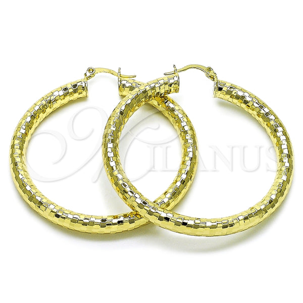 Argolla Grande 02.213.0309.50 Oro Laminado, Diseño de Hueco, Diamantado, Tono Dorado