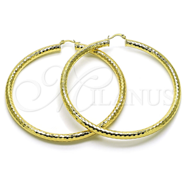 Argolla Extra Grande 02.213.0309.80 Oro Laminado, Diseño de Hueco, Diamantado, Tono Dorado