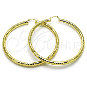 Argolla Extra Grande 02.213.0309.80 Oro Laminado, Diseño de Hueco, Diamantado, Tono Dorado