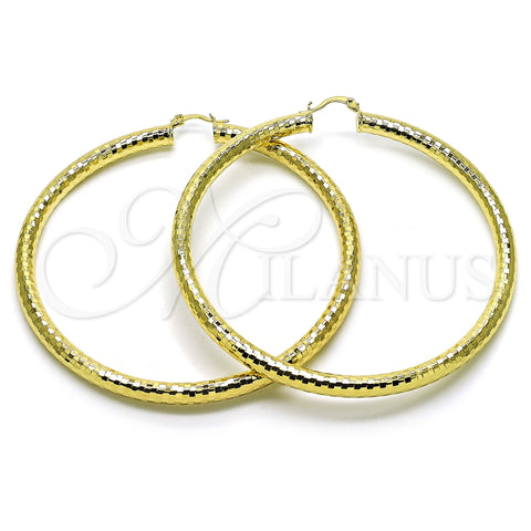 Argolla Extra Grande 02.213.0309.80 Oro Laminado, Diseño de Hueco, Diamantado, Tono Dorado