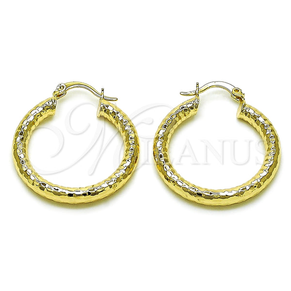 Argolla Mediana 02.213.0764.30 Oro Laminado, Diseño de Hueco, Diamantado, Tono Dorado