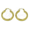 Argolla Mediana 02.213.0764.30 Oro Laminado, Diseño de Hueco, Diamantado, Tono Dorado