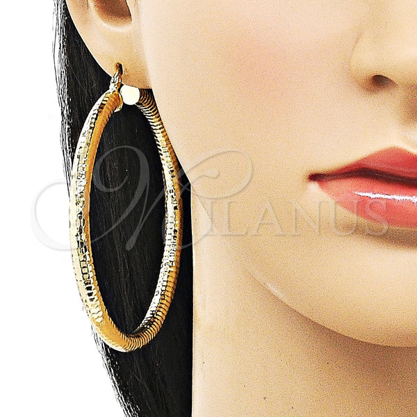 Argolla Extra Grande 02.213.0765.70 Oro Laminado, Diseño de Hueco, Diamantado, Tono Dorado