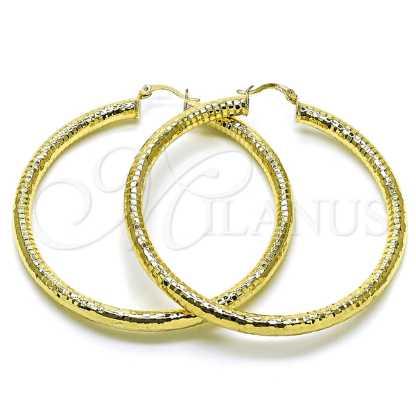 Argolla Extra Grande 02.213.0765.70 Oro Laminado, Diseño de Hueco, Diamantado, Tono Dorado