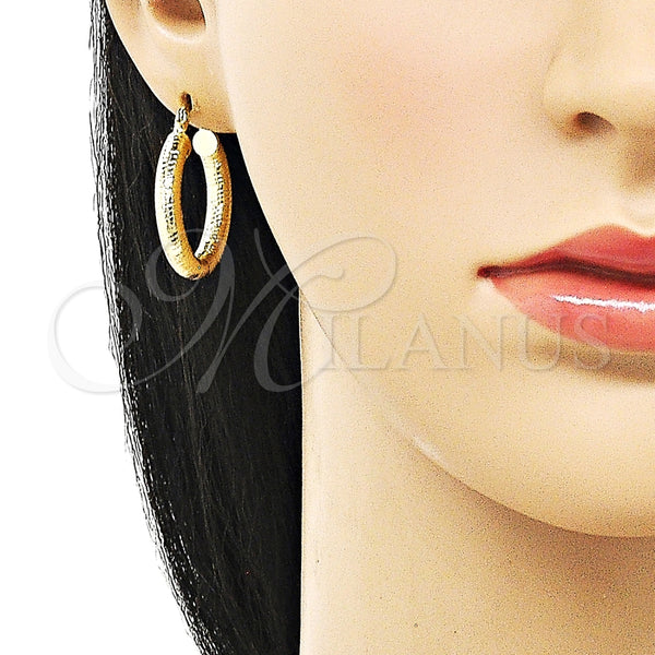 Argolla Mediana 02.170.0395.1.25 Oro Laminado, Diseño de Hueco, Diamantado, Tono Dorado