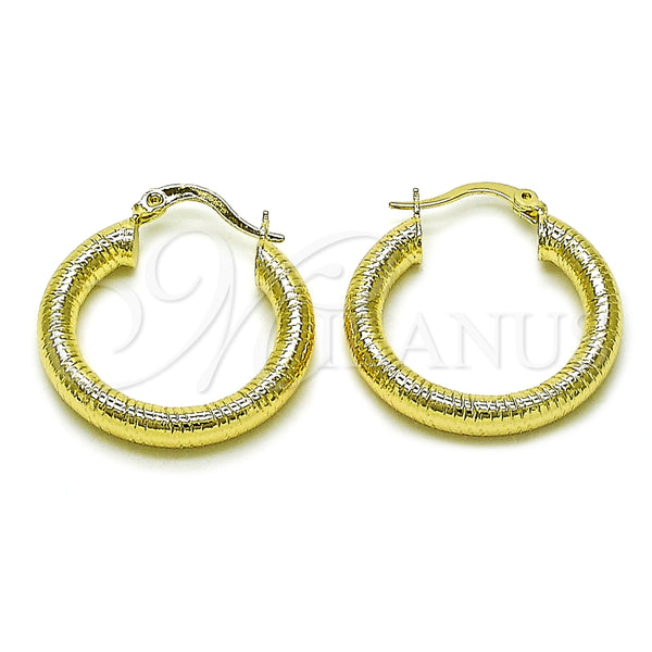 Argolla Mediana 02.170.0395.1.25 Oro Laminado, Diseño de Hueco, Diamantado, Tono Dorado