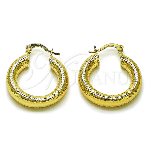Argolla Pequeña 02.213.0767.25 Oro Laminado, Diseño de Hueco, Diamantado, Tono Dorado