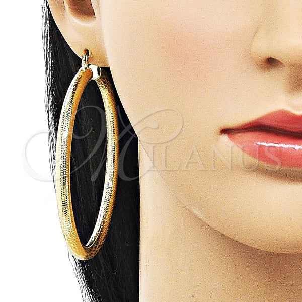 Argolla Extra Grande 02.213.0767.70 Oro Laminado, Diseño de Hueco, Diamantado, Tono Dorado