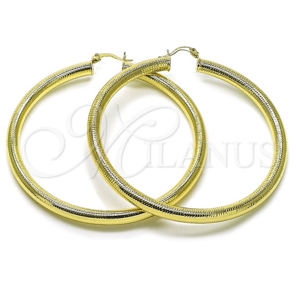 Argolla Extra Grande 02.213.0767.70 Oro Laminado, Diseño de Hueco, Diamantado, Tono Dorado