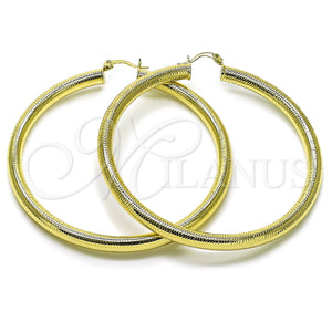 Argolla Extra Grande 02.213.0767.70 Oro Laminado, Diseño de Hueco, Diamantado, Tono Dorado