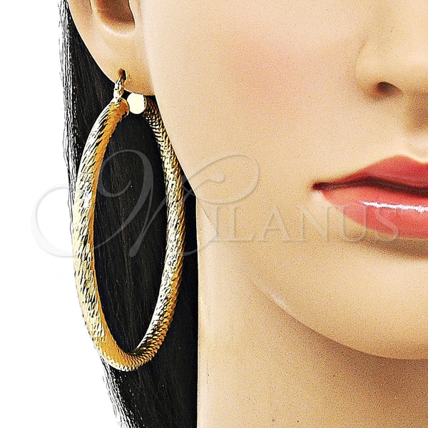 Argolla Extra Grande 02.170.0313.70 Oro Laminado, Diseño de Hueco, Diamantado, Tono Dorado