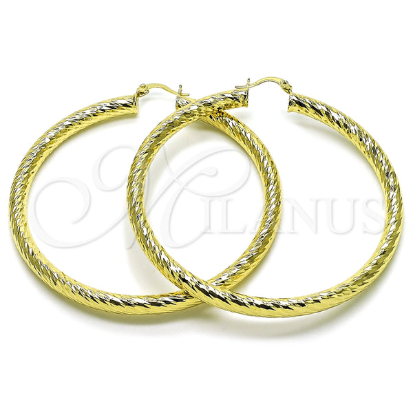 Argolla Extra Grande 02.170.0313.70 Oro Laminado, Diseño de Hueco, Diamantado, Tono Dorado