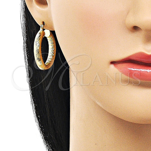Argolla Mediana 02.170.0310.30 Oro Laminado, Diseño de Hueco, Diamantado, Tono Dorado