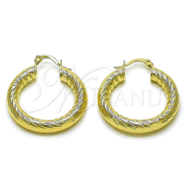 Argolla Mediana 02.170.0310.30 Oro Laminado, Diseño de Hueco, Diamantado, Tono Dorado