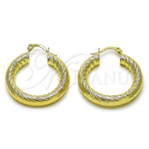 Argolla Mediana 02.170.0310.30 Oro Laminado, Diseño de Hueco, Diamantado, Tono Dorado