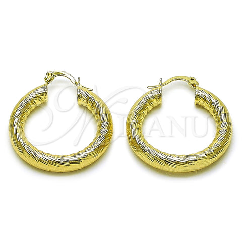 Argolla Mediana 02.170.0310.30 Oro Laminado, Diseño de Hueco, Diamantado, Tono Dorado