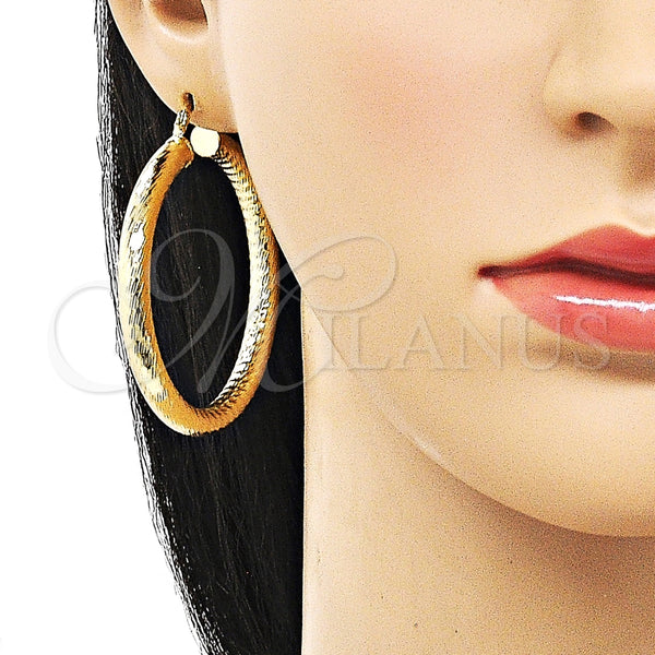 Argolla Grande 02.170.0310.50 Oro Laminado, Diseño de Hueco, Diamantado, Tono Dorado