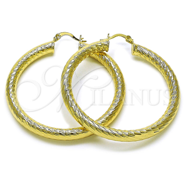 Argolla Grande 02.170.0310.50 Oro Laminado, Diseño de Hueco, Diamantado, Tono Dorado
