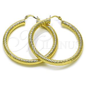 Argolla Grande 02.170.0310.50 Oro Laminado, Diseño de Hueco, Diamantado, Tono Dorado