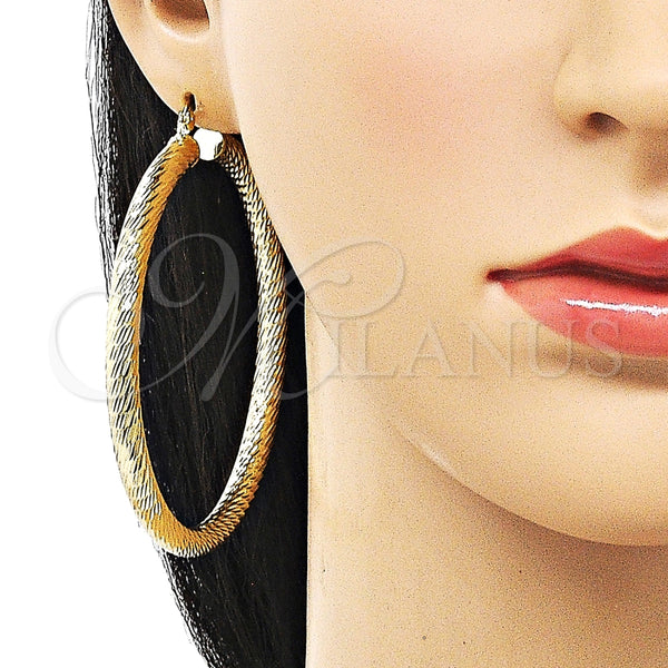 Argolla Extra Grande 02.170.0310.70 Oro Laminado, Diseño de Hueco, Diamantado, Tono Dorado