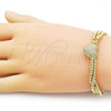 Pulsera Bolo Ajustable 03.341.0231.11 Oro Laminado, Diseño de Corazón y Bola, Mate, Tono Dorado (09 MM Thickness, 11 Inches Length)
