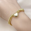 Pulsera Bolo Ajustable 03.341.0232.11 Oro Laminado, Diseño de Corazón y Bola, Pulido, Tono Dorado (09 MM Thickness, 11 Inches Length)