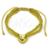 Pulsera Bolo Ajustable 03.341.0232.11 Oro Laminado, Diseño de Corazón y Bola, Pulido, Tono Dorado (09 MM Thickness, 11 Inches Length)