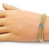 Pulsera Bolo Ajustable 03.341.0234.11 Oro Laminado, Diseño de Corazón y Bola, con Turquoise Zirconia Cubica, Pulido, Dos Tonos (09 MM Thickness, 11 Inches Length)