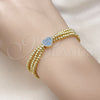 Pulsera Bolo Ajustable 03.341.0234.11 Oro Laminado, Diseño de Corazón y Bola, con Turquoise Zirconia Cubica, Pulido, Dos Tonos (09 MM Thickness, 11 Inches Length)