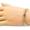 Pulsera Bolo Ajustable 03.341.0234.1.11 Oro Laminado, Diseño de Corazón y Bola, con Verde Micro Pave, Pulido, Dos Tonos (09 MM Thickness, 11 Inches Length)