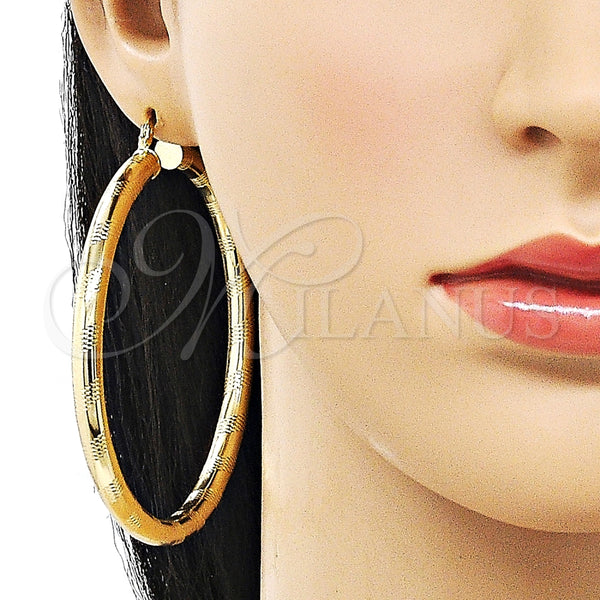 Argolla Extra Grande 02.170.0309.70 Oro Laminado, Diseño de Hueco, Diamantado, Tono Dorado