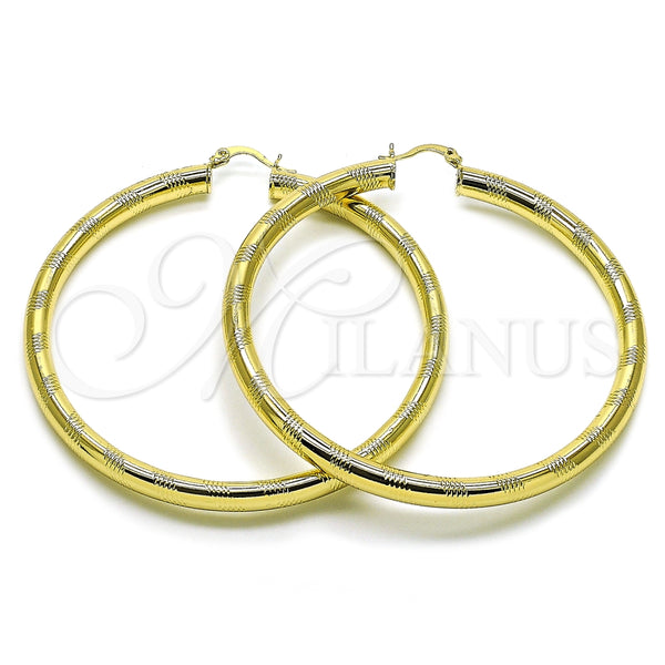 Argolla Extra Grande 02.170.0309.70 Oro Laminado, Diseño de Hueco, Diamantado, Tono Dorado