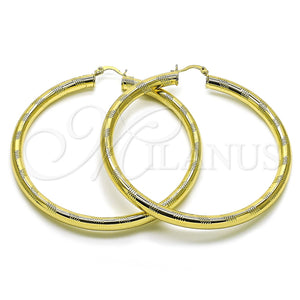 Argolla Extra Grande 02.170.0309.70 Oro Laminado, Diseño de Hueco, Diamantado, Tono Dorado