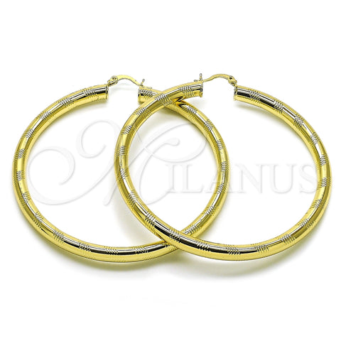 Argolla Extra Grande 02.170.0309.70 Oro Laminado, Diseño de Hueco, Diamantado, Tono Dorado
