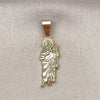 Dije Elegante 05.213.0159 Oro Laminado, Diseño de San Judas, Pulido, Tono Dorado