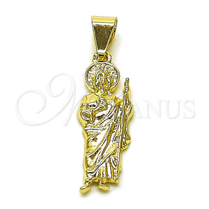 Dije Elegante 05.213.0159 Oro Laminado, Diseño de San Judas, Pulido, Tono Dorado