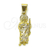 Dije Elegante 05.213.0159 Oro Laminado, Diseño de San Judas, Pulido, Tono Dorado